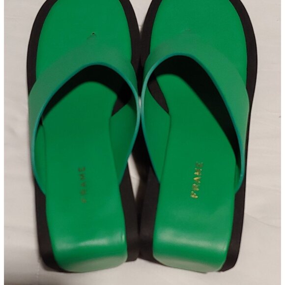 FRAME Le Ocean Wedge Flip Flops Kelly Green Chunky Color-Pop Bold Trendy Sleek - Picture 6 of 10